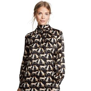 Milly Sherie Cheetah High Neck Silk Dress Size 6